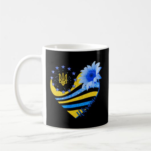 Ukraine Herz Sonnenblume Ukraine Symbol Ich stehe Kaffeetasse (Links)