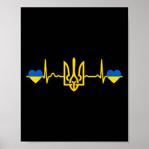 Ukraine Herzschlag Ukrainische Flagge Goldener Dre Poster