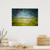 Ukraine-Holzflagge Poster (Küche)