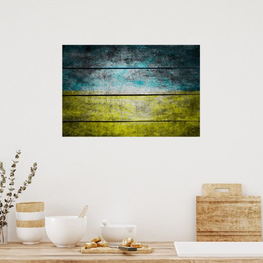 Ukraine-Holzflagge Poster (Küche)