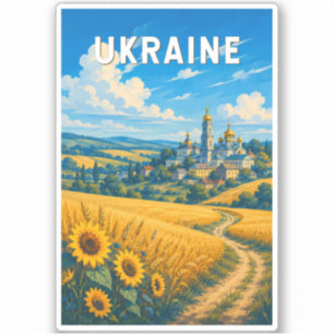 Ukraine-Illustration Reise Kunst Vintage Aufkleber