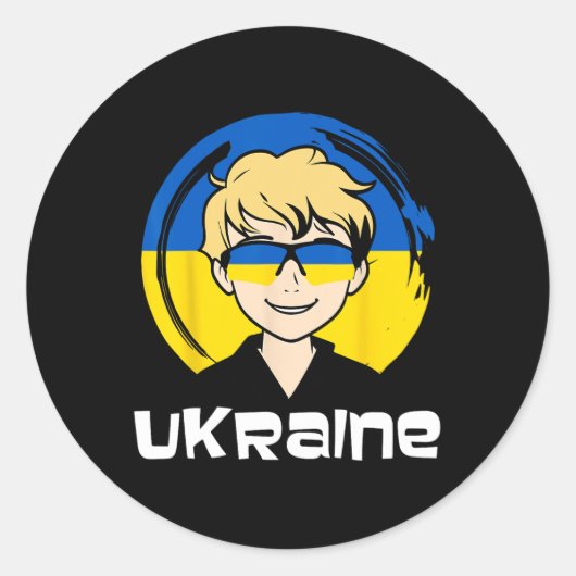 Ukraine Junge Runder Aufkleber (Vorderseite)