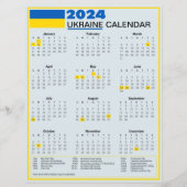 Ukraine-Kalender 2024 mit ukrainischen Feiertagen (Vorderseite)