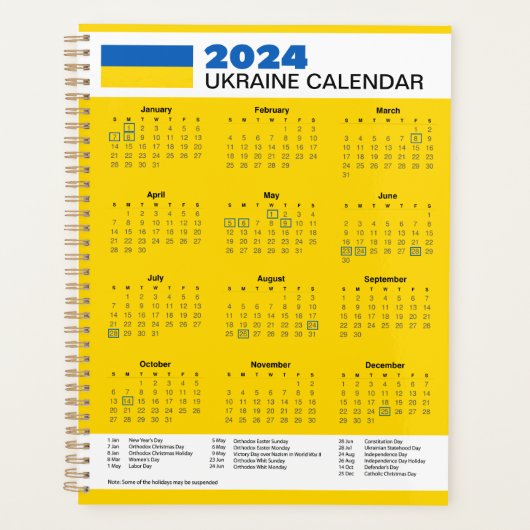 Ukraine Kalender 2024 Neujahr Planer (Vorderseite)