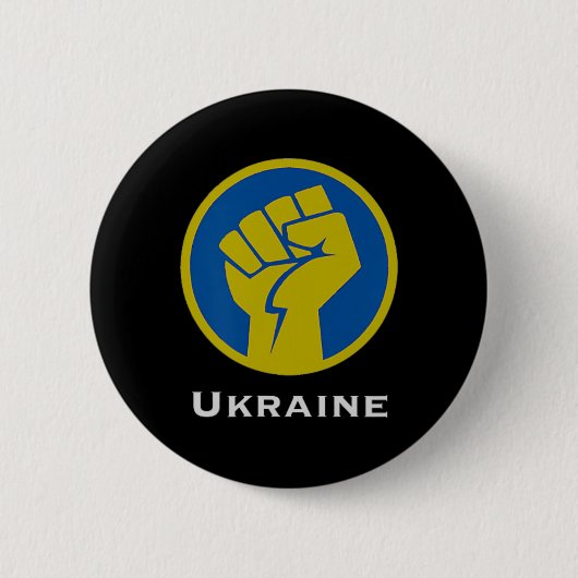 Ukraine kämpfende Faust in Blau und Gelb Flaggenfa Button (Vorderseite)