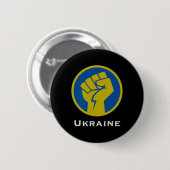 Ukraine kämpfende Faust in Blau und Gelb Flaggenfa Button (Vorne & Hinten)