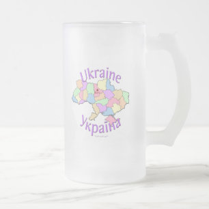 Ukraine-Karte Mattglas Bierglas