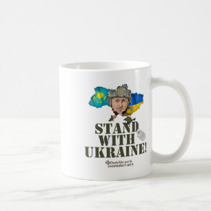 Ukraine Kasachstan Selenskyj Steht mit der Ukraine Kaffeetasse