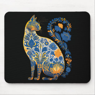 Ukraine-Katze Blumen Retro Ukrainische Flagge Und Mousepad