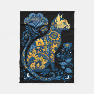 Ukraine-Katze Blumen Vintage Ukrainische Flagge un Fleecedecke