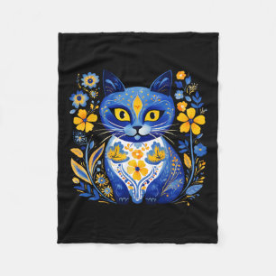 Ukraine-Katze Blumen Vintage Ukrainische Flagge Wy Fleecedecke