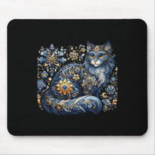 Ukraine-Katze Blumen Vintage Ukrainische Flagge Wy Mousepad