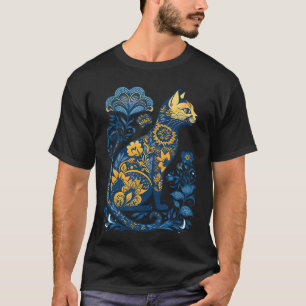 Ukraine-Katze Blumenvintage Ukrainische Flagge Wys T-Shirt