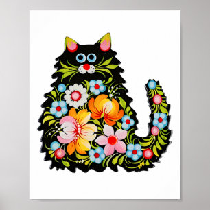 Ukraine Katze Floral Vintage Ukrainische Flagge Mä Poster