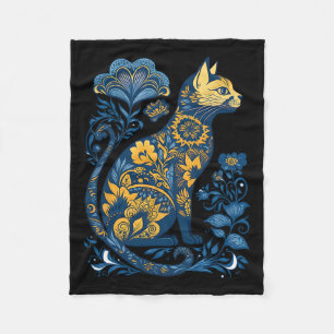 Ukraine-Katze Floral Vintage Ukrainische Flagge un Fleecedecke