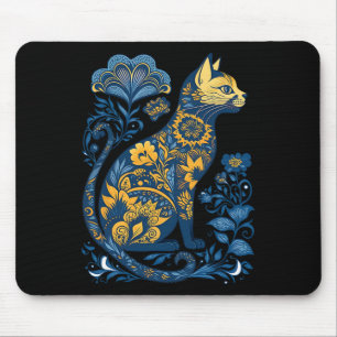 Ukraine-Katze Floral Vintage Ukrainische Flagge Un Mousepad