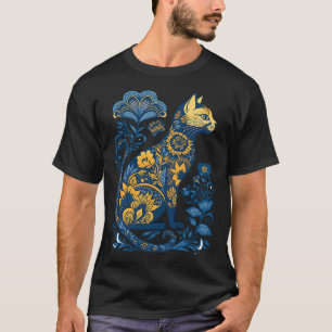 Ukraine-Katze Floral Vintage Ukrainische Flagge Un T-Shirt