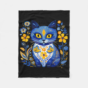 Ukraine Katze Floral Vintage Ukrainische Flagge Vy Fleecedecke