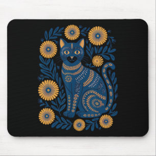 Ukraine Katze Floral Vintage Ukrainische Flagge Vy Mousepad