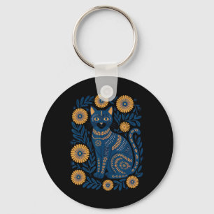 Ukraine Katze Floral Vintage Ukrainische Flagge Vy Schlüsselanhänger