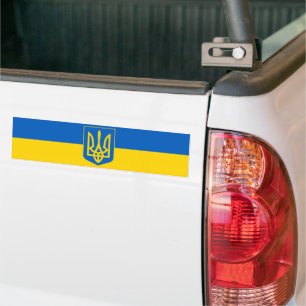 Ukraine-Konflikt mit Gelb- und Blauer Flagge Autoaufkleber