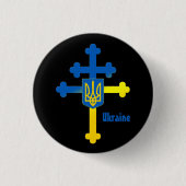 Ukraine Kreuzzeichen und Lorraine-Kreuz Button (Vorderseite)