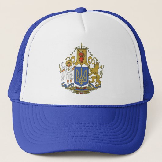 Ukraine Kriegertrident Wappen Ball Cap Truckerkappe (Vorderseite)