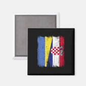 Ukraine Kroatien Halbe Flagge Stolzer Ukrainischer Magnet (Vorderseite/Rückseite)