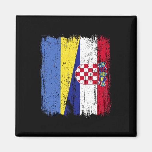 Ukraine Kroatien Halbe Flagge Stolzer Ukrainischer Magnet (Vorne)