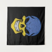 Ukraine lächelt Schädelflagge Wandteppich (Vorderseite (Horizontal))