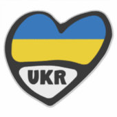 Ukraine Ländercode Flaggenherz, UKR Aufkleber (Vorderseite)
