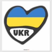 Ukraine Ländercode Flaggenherz, UKR Aufkleber (Blatt)