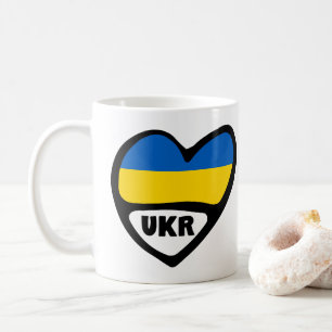 Ukraine Ländercode Flaggenherz, UKR Kaffeetasse