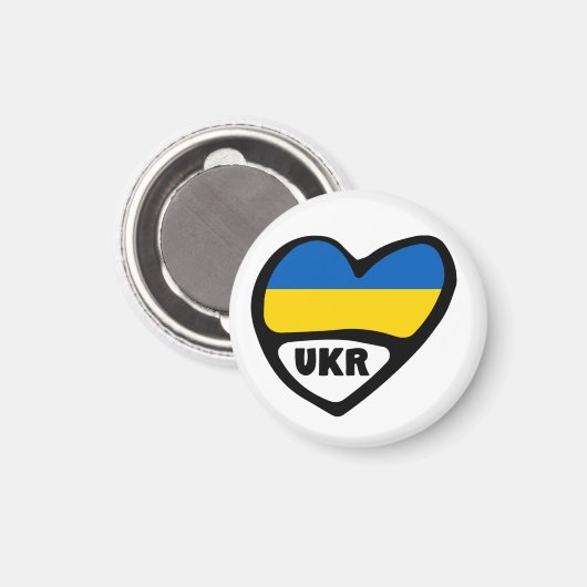 Ukraine Ländercode Flaggenherz, UKR Magnet (Vorderseite/Rückseite)