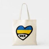 Ukraine Ländercode Flaggenherz, UKR Tragetasche (Rückseite)