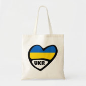 Ukraine Ländercode Flaggenherz, UKR Tragetasche (Vorne)