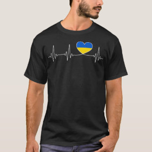 Ukraine Liebe Herzschlag und ukrainische Flagge mi T-Shirt