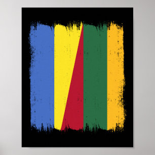 Ukraine Litauen Halbe Flagge Ukrainisch Litauisch Poster