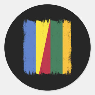 Ukraine Litauen Halbe Flagge Ukrainisch Litauisch Runder Aufkleber