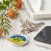 Ukraine & Lwiwer Stadt - Wappen, ukrainische Flagg Schlüsselanhänger (Seite)