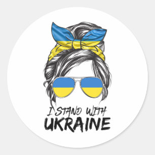 Ukraine Mädchen Ukrainisches Mädchen Flagge Unorde Runder Aufkleber