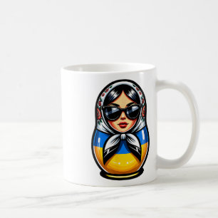 Ukraine Matrjoschka mit Sonnenbrille für Ukrainer Kaffeetasse