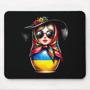Ukraine Matroschka mit Sonnenbrille für Ukrainer M Mousepad