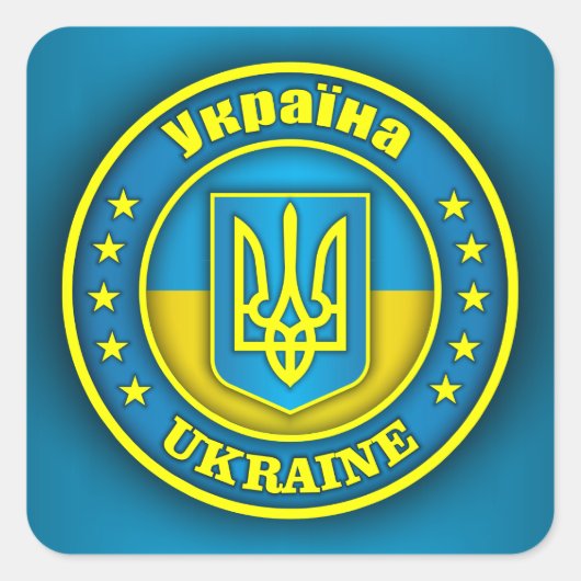 Ukraine Medallion Quadratischer Aufkleber (Vorderseite)