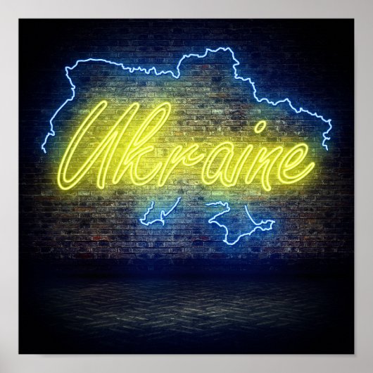 Ukraine Neon Sign Flag Poster (Vorne)