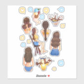 Ukraine niedliche Mädchen Aufkleber blau und gelb (Blatt)