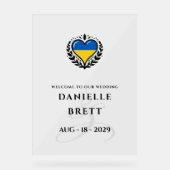 Ukraine Paarherz Hochzeit Willkommen Acrylschild (Vorderseite)