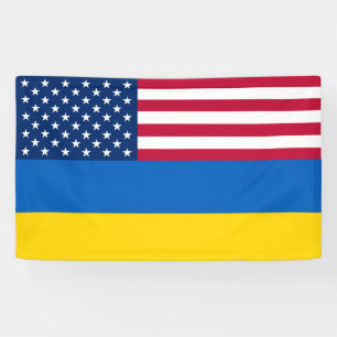 Ukraine Patriotic USA Flag Solidarność Banner