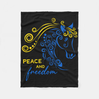 Ukraine Peace And Freedom Ukrainian Horse Flag Blu Fleecedecke