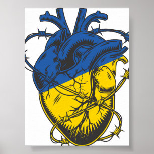 Ukraine Peace Barbed Wire Heart Liebe Ukraine Poster